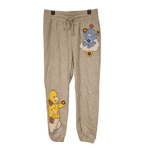 Care Bears NWOT Women‎ Heather Gray Lounging Joggers Blue & Yellow Bears Sz 8-10